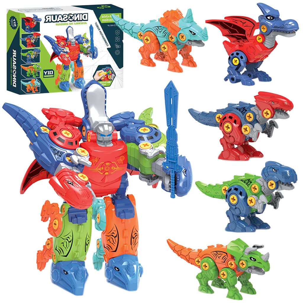 PATPAT 5 in 1 Dinosaur Toys STEM Construction Building Toys for Kids, Dinosaur Transformers Toy with Toy Screwdriver Dinosaur Assembling Building Block Toy Birthday Gifts for 4-8 Year Old Boys Girls PATPAT 5 in 1 Dinosaur Toys STEM Construction Building Toys for Kids, Dinosaur Transformers Toy with Toy Screwdriver Dinosaur Assembling Building Block Toy Birthday Gifts for 4-8 Year Old Boys Girls